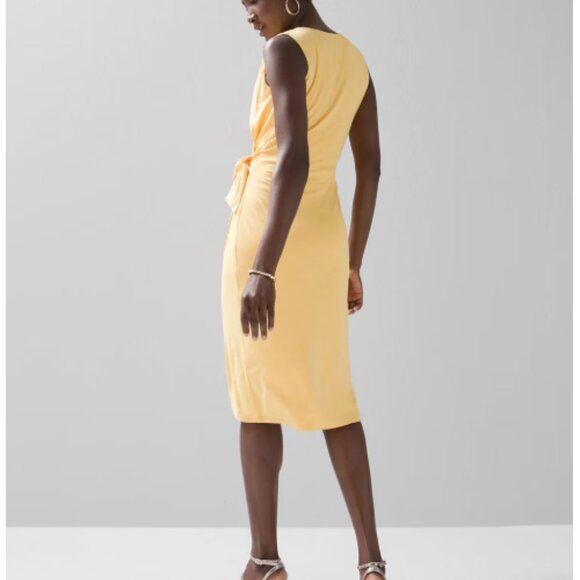 NWT Size 2 White House Black Market Dandelion Draped Slub Sheath Dress (ABBA) - Picture 4 of 15